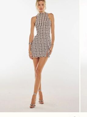 RESA Cream Mini Dress with Black Dot Print